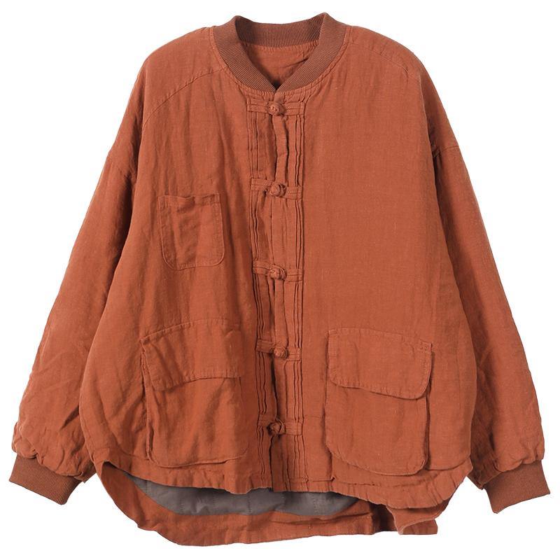  Orange Linen Jacket Women Short Coat - Tops - DYAVOR® 