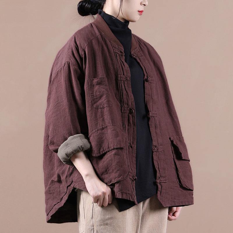  Orange Linen Jacket Women Short Coat - Tops - DYAVOR® 