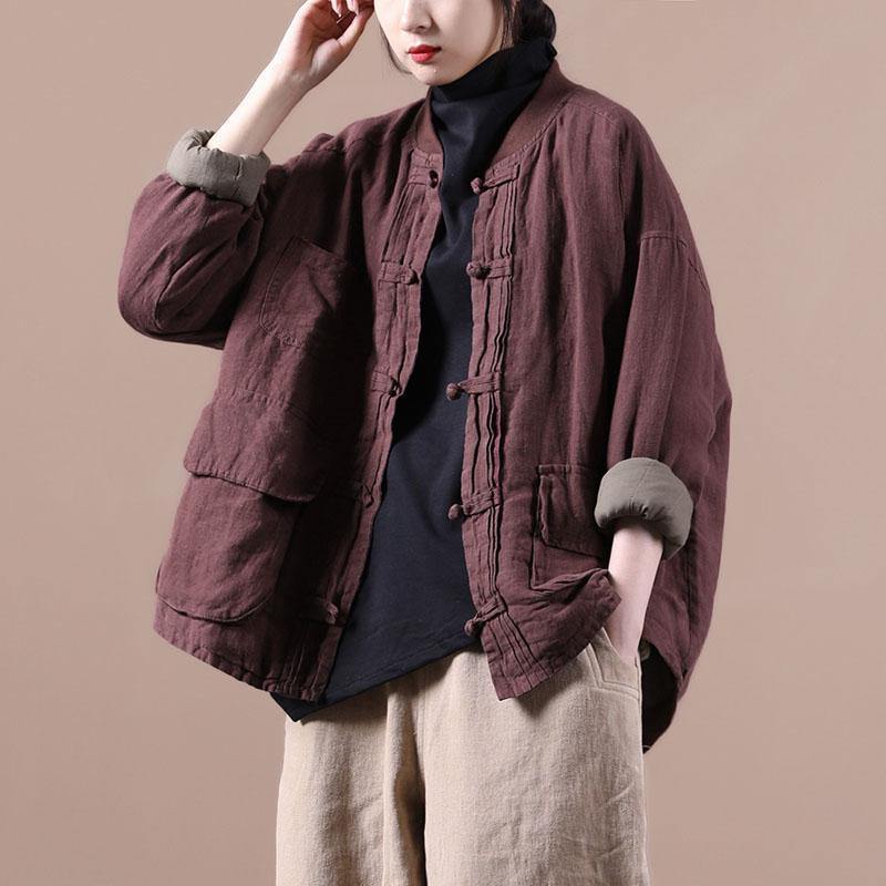 Orange Linen Jacket Women Short Coat - Tops - DYAVOR® 