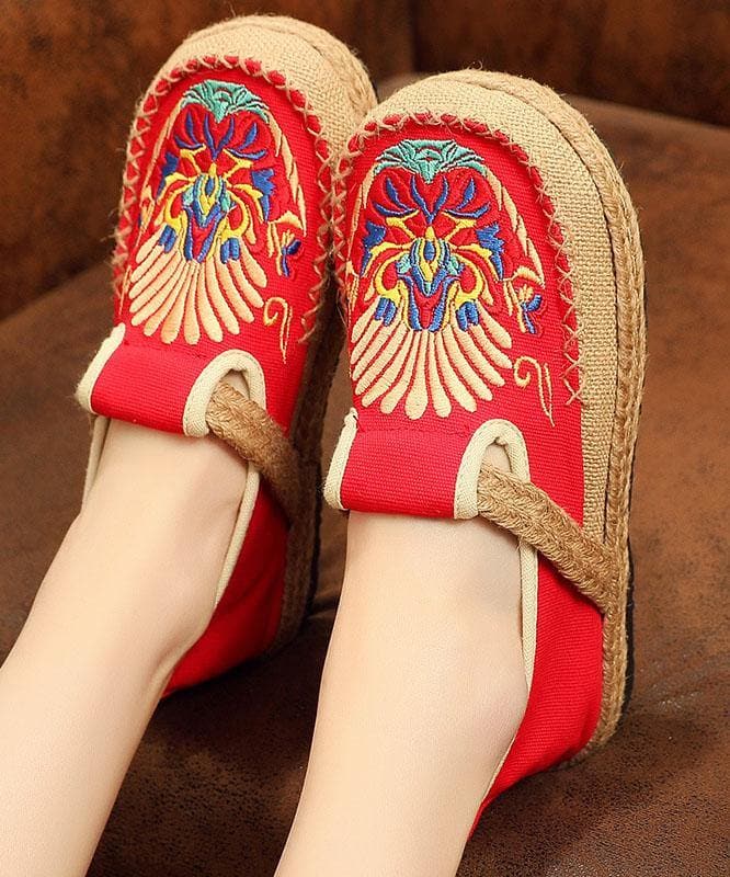 Women  Flats Black Embroideried Cotton Fabric Flats Shoes