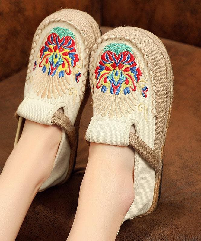 Women  Flats Black Embroideried Cotton Fabric Flats Shoes