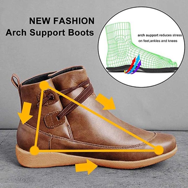  Groovywish Women Snow Ankle Boots Waterproof Leather Orthopedic Shoes -  - DYAVOR® 