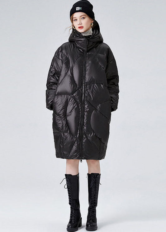  Women Black Hooded Zippered  Duck Down Puffers Jackets Winter - Down Jackets - DYAVOR® 