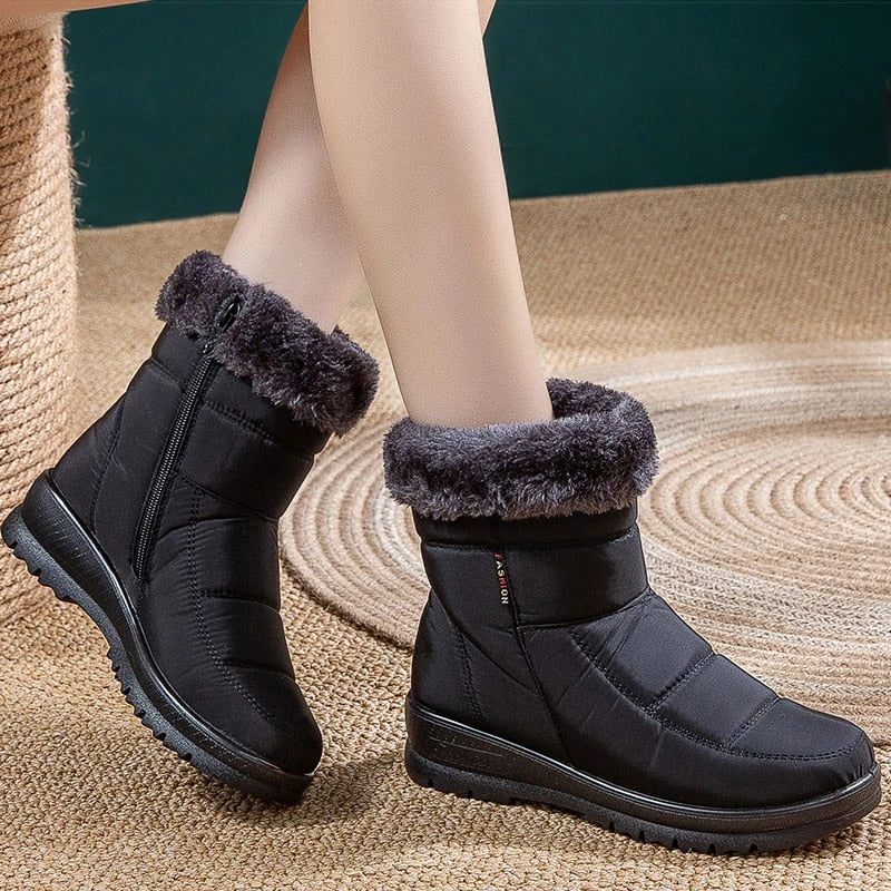  Groovywish Women Casual Fur Snow Boots Nonslip Zipper Orthopedic Shoes -  - DYAVOR® 