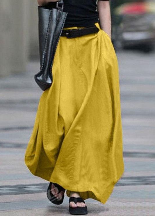  Women Cotton High Elastic Waist Side Pocket Zipper Solid Casual Skirts - Skirts - DYAVOR® 
