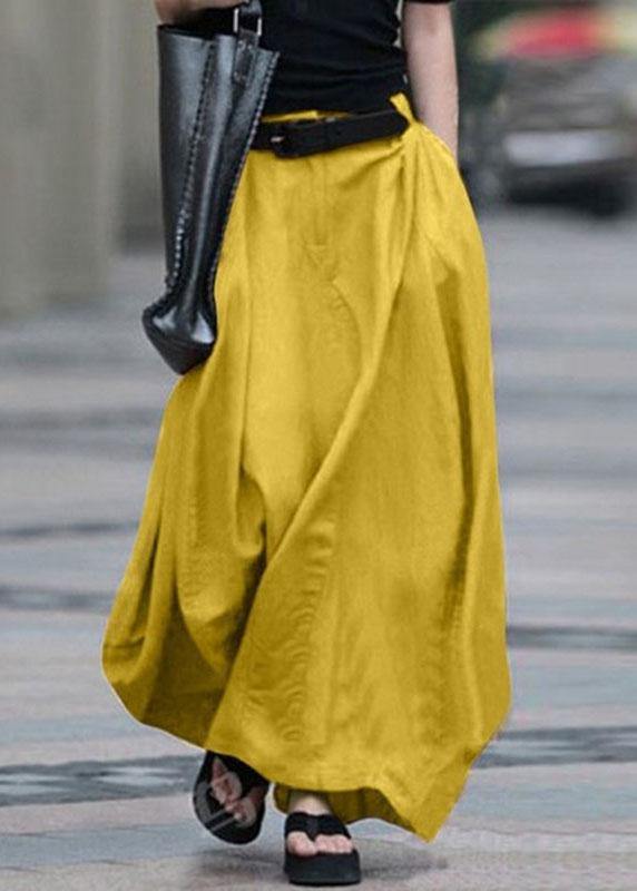  Women Cotton High Elastic Waist Side Pocket Zipper Solid Casual Skirts - Skirts - DYAVOR® 