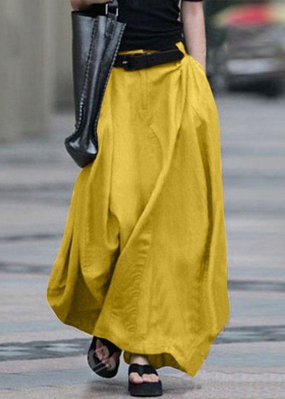  Women Cotton High Elastic Waist Side Pocket Zipper Solid Casual Skirts - Skirts - DYAVOR® 