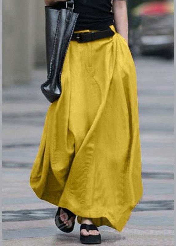  Women Cotton High Elastic Waist Side Pocket Zipper Solid Casual Skirts - Skirts - DYAVOR® 