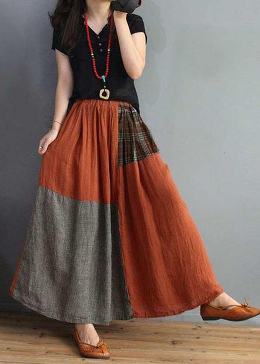  Women Plaid Patchwork Elastic Waist Swing Skirt With Pocket - Skirts - DYAVOR® 