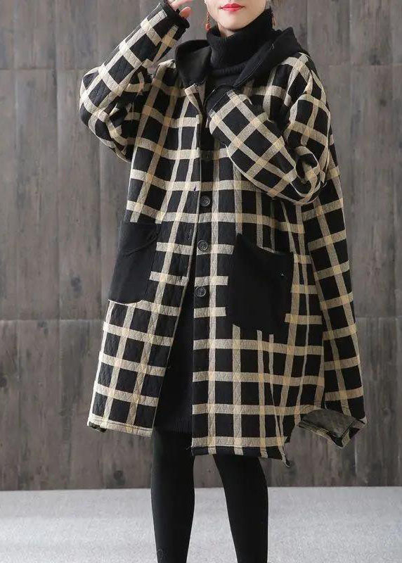  Women Plaid Pockets Button Fall Thick Hoodies Outwear Long sleeve - Down Jackets - DYAVOR® 