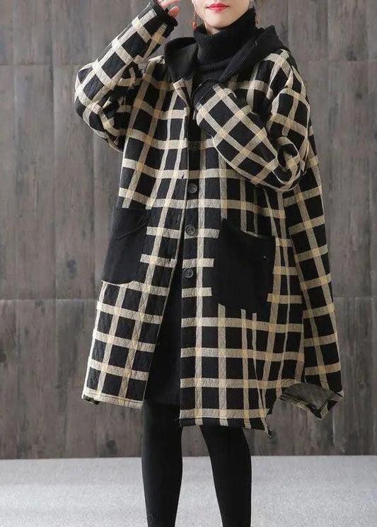  Women Plaid Pockets Button Fall Thick Hoodies Outwear Long sleeve - Down Jackets - DYAVOR® 