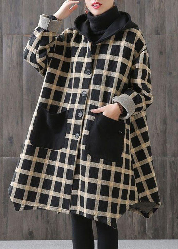  Women Plaid Pockets Button Fall Thick Hoodies Outwear Long sleeve - Down Jackets - DYAVOR® 