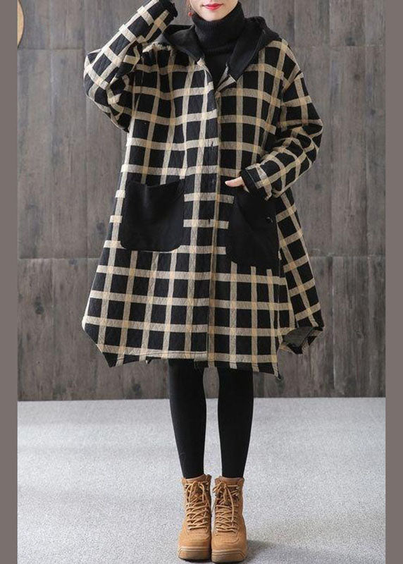  Women Plaid Pockets Button Fall Thick Hoodies Outwear Long sleeve - Down Jackets - DYAVOR® 