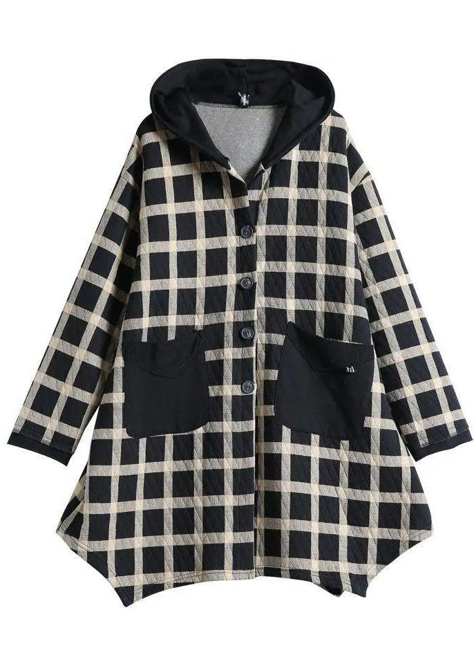  Women Plaid Pockets Button Fall Thick Hoodies Outwear Long sleeve - Down Jackets - DYAVOR® 