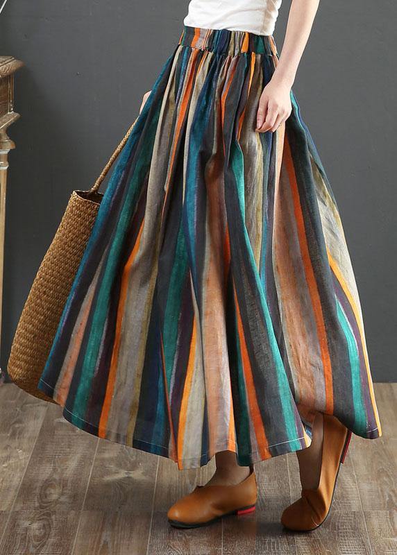  Women Striped A Line Retro Print Skirts Linen - Skirts - DYAVOR® 