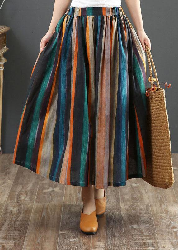  Women Striped A Line Retro Print Skirts Linen - Skirts - DYAVOR® 