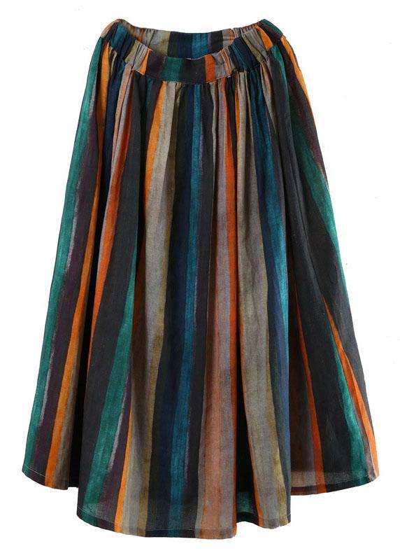  Women Striped A Line Retro Print Skirts Linen - Skirts - DYAVOR® 