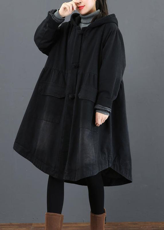 Women black  clothes Fashion Ideas hooded large hem coat -  - DYAVOR® 
