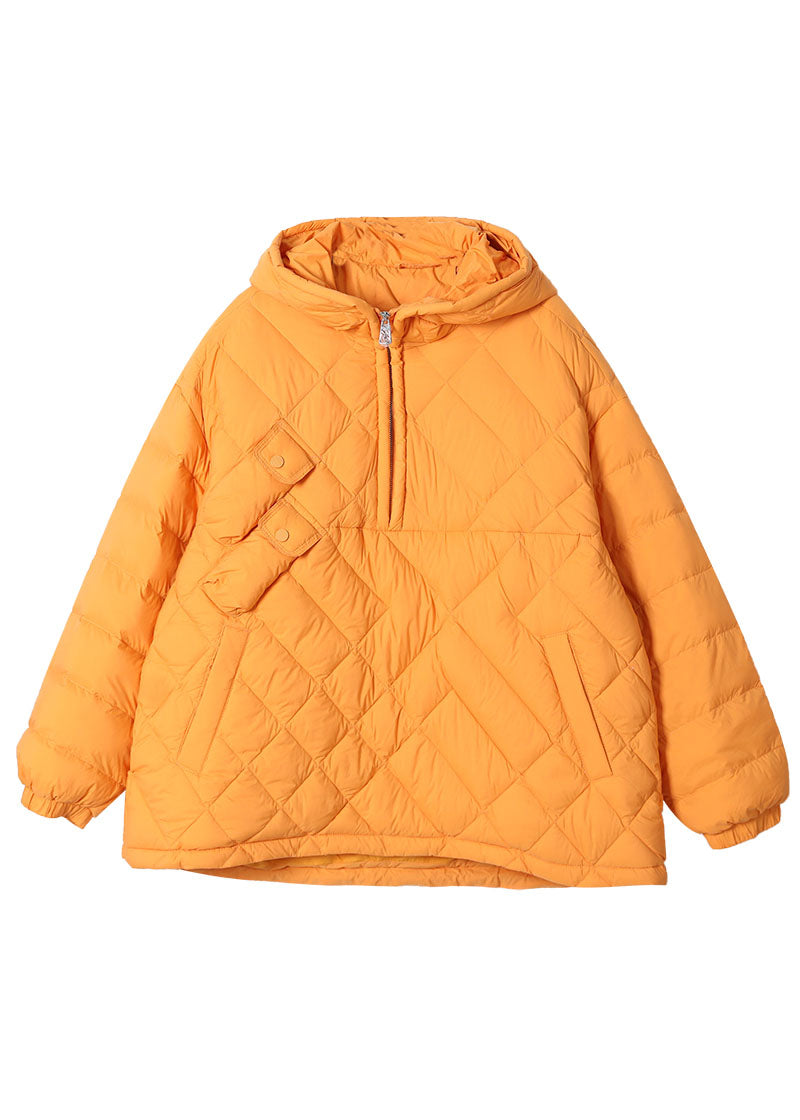  Yellow Pockets Duck Down Puffers Jackets Zip Up Winter - Down Jackets - DYAVOR® 