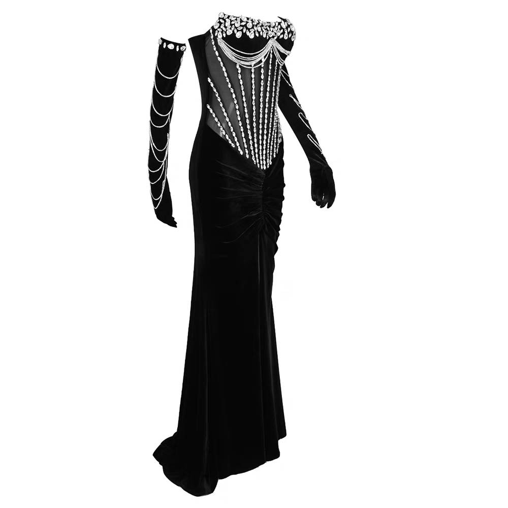  Luxury Crystal Velvet Dress - Ball Gowns - DYAVOR® 