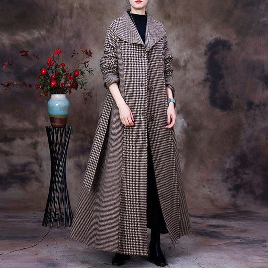 Asya Large Collar Plaid Trench Coat | Nirvana