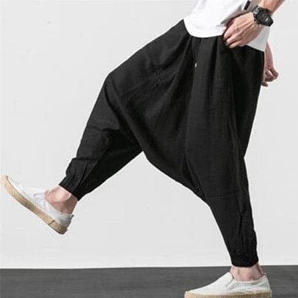  Cotton and Linen Drop Crotch Harem Pants - Harem Pants - DYAVOR® 