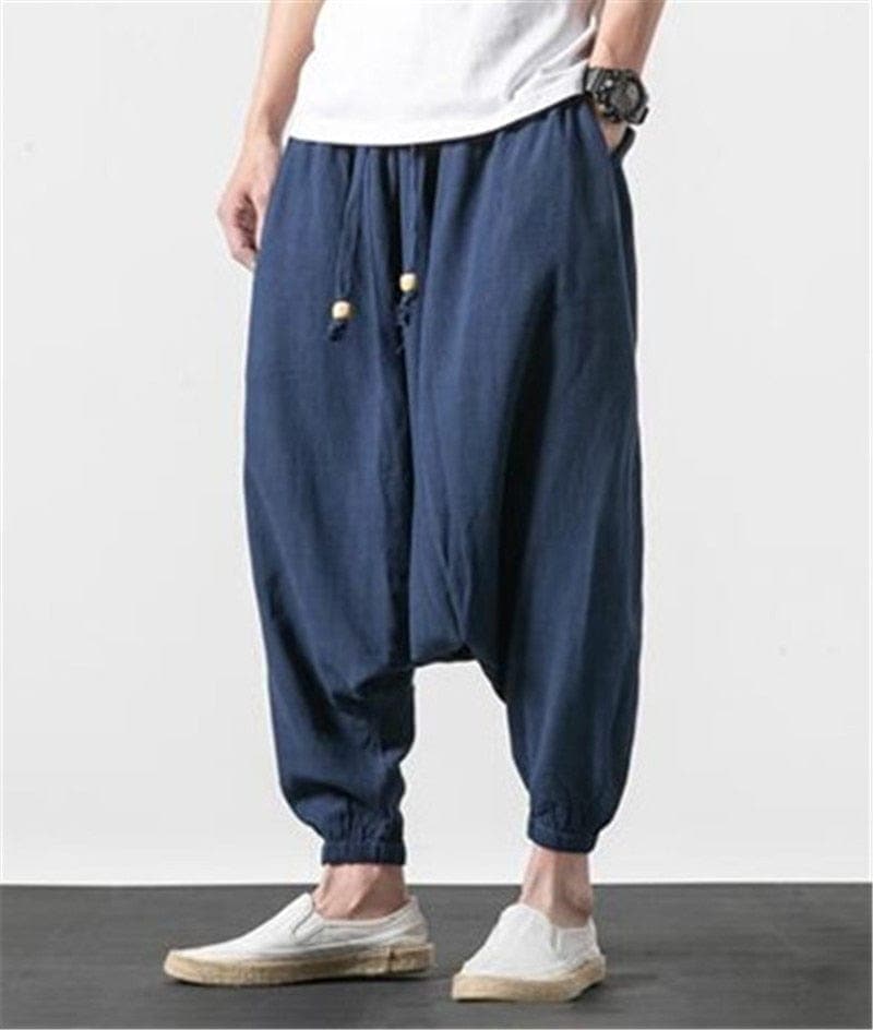  Cotton and Linen Drop Crotch Harem Pants - Harem Pants - DYAVOR® 