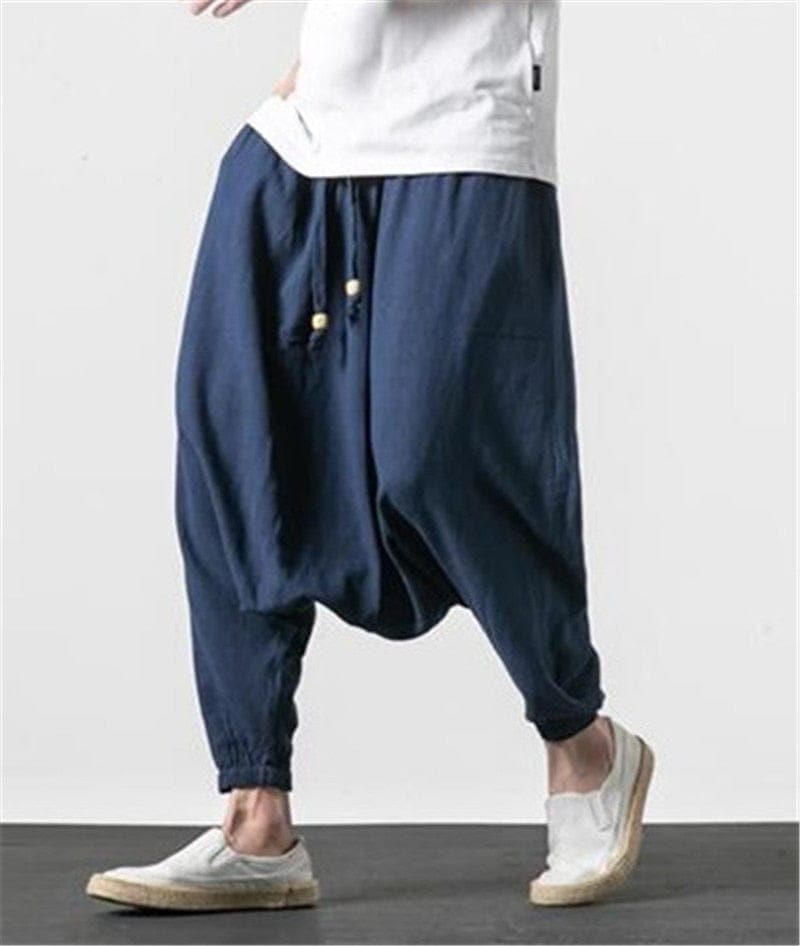  Cotton and Linen Drop Crotch Harem Pants - Harem Pants - DYAVOR® 