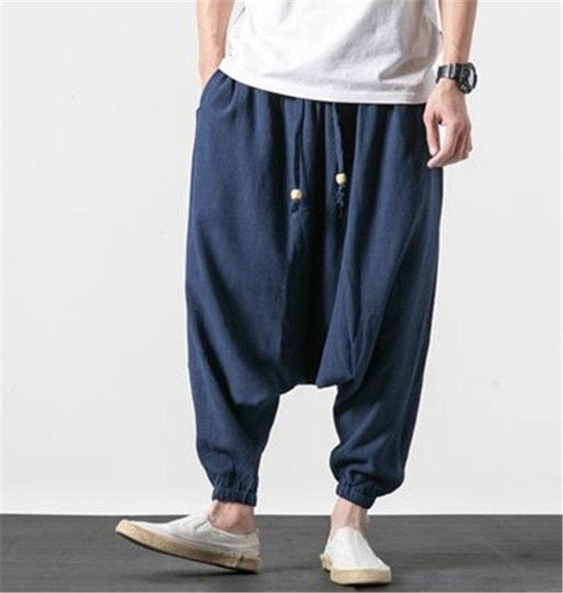  Cotton and Linen Drop Crotch Harem Pants - Harem Pants - DYAVOR® 