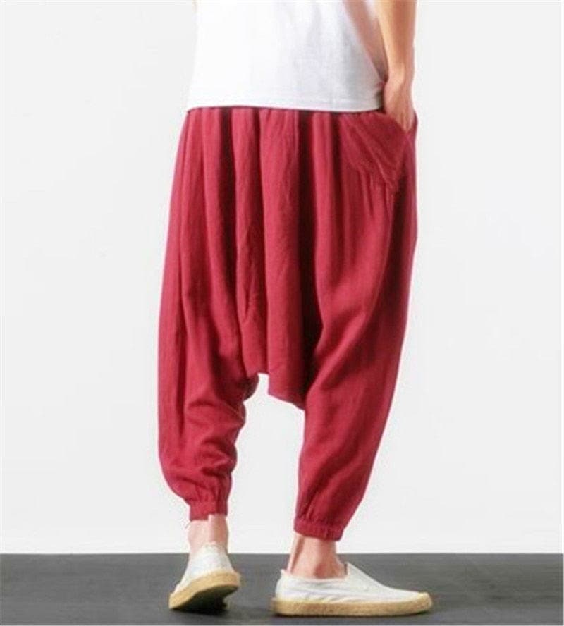  Cotton and Linen Drop Crotch Harem Pants - Harem Pants - DYAVOR® 