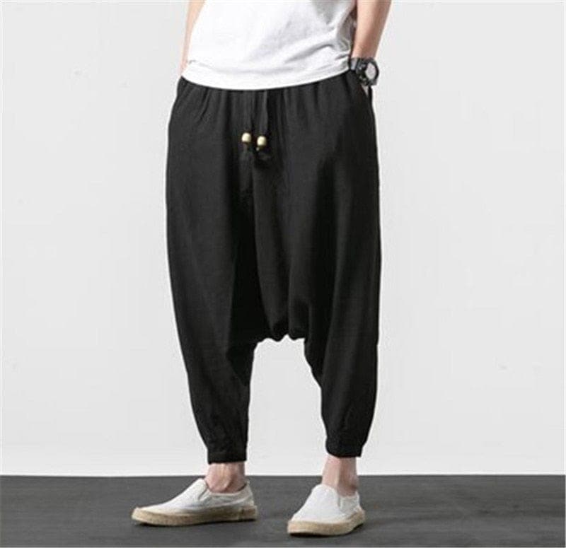  Cotton and Linen Drop Crotch Harem Pants - Harem Pants - DYAVOR® 