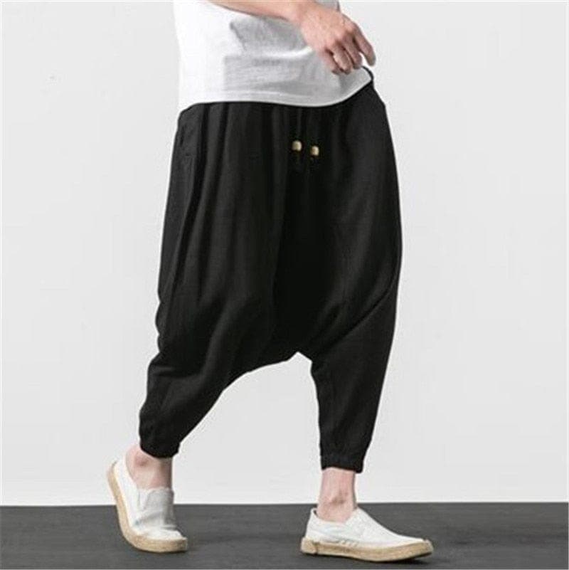  Cotton and Linen Drop Crotch Harem Pants - Harem Pants - DYAVOR® 