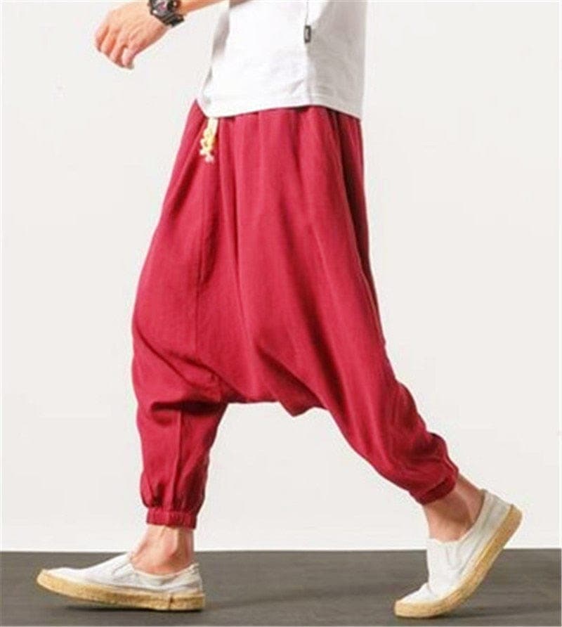  Cotton and Linen Drop Crotch Harem Pants - Harem Pants - DYAVOR® 