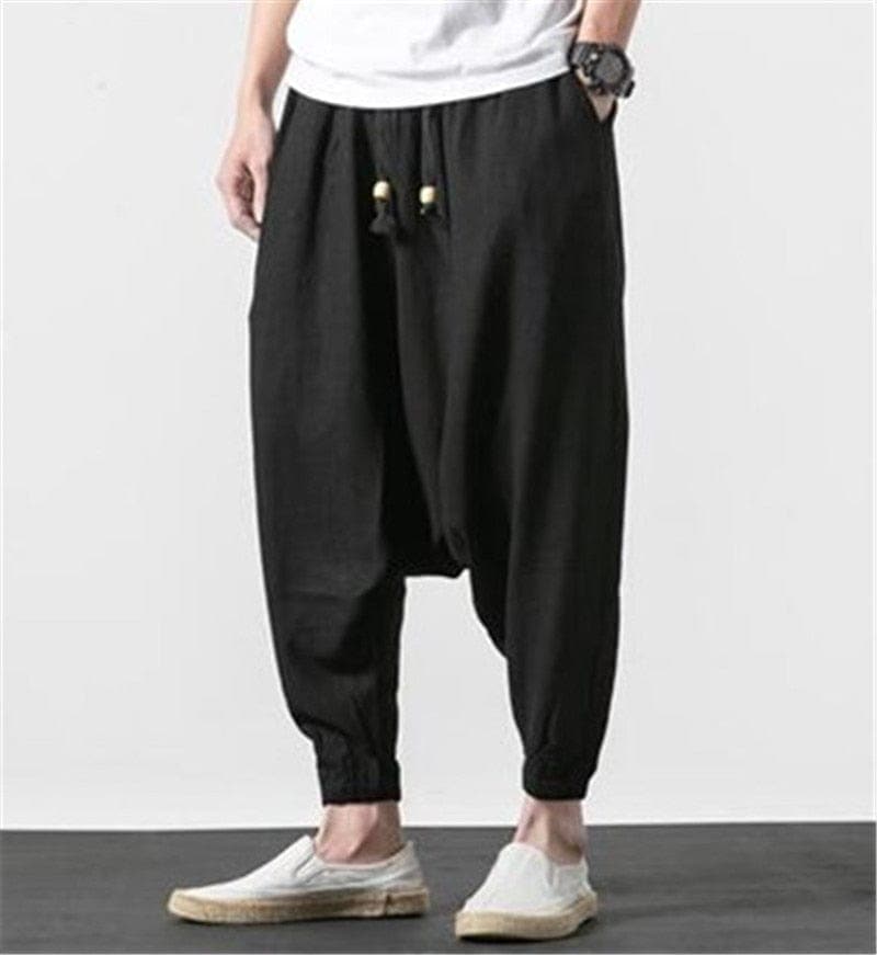  Cotton and Linen Drop Crotch Harem Pants - Harem Pants - DYAVOR® 