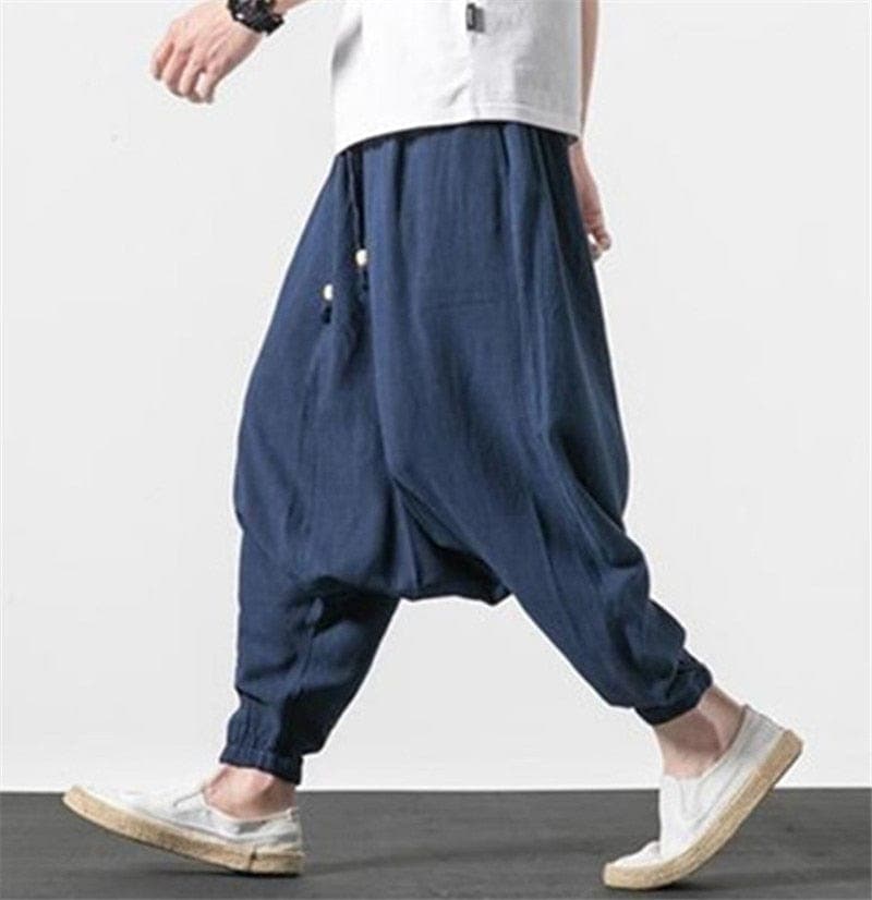  Cotton and Linen Drop Crotch Harem Pants - Harem Pants - DYAVOR® 