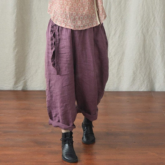  Loose Cotton and Linen Harem Pants - Harem Pants - DYAVOR® 
