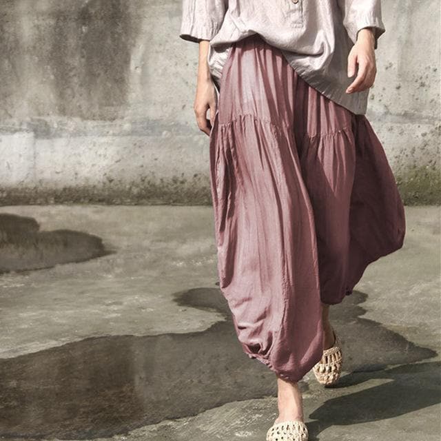  Pure Color Pleated Flowy Harem Pants | Lotus - Harem Pants - DYAVOR® 