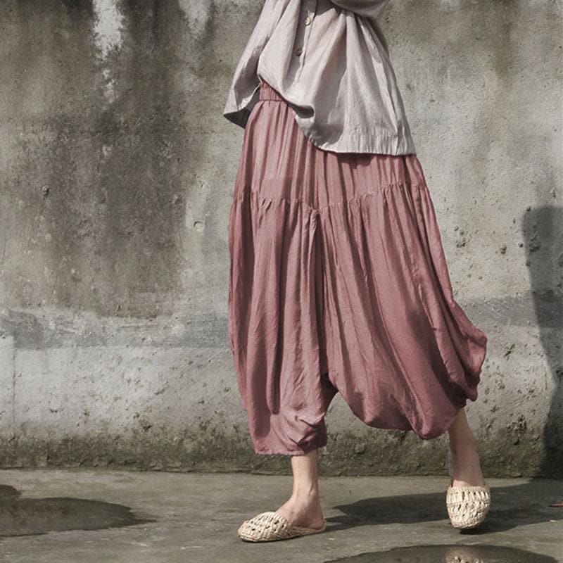  Pure Color Pleated Flowy Harem Pants | Lotus - Harem Pants - DYAVOR® 