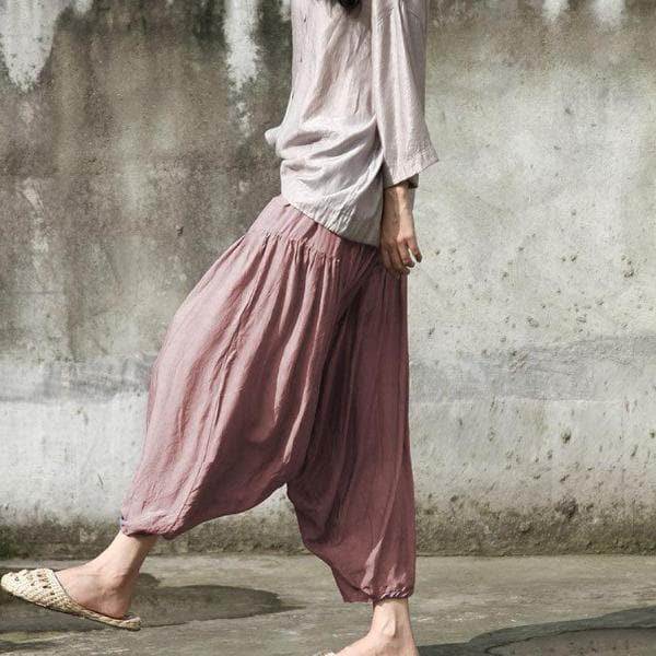  Pure Color Pleated Flowy Harem Pants | Lotus - Harem Pants - DYAVOR® 