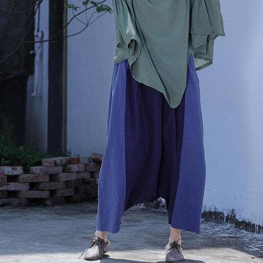  Navy Blue Cotton Linen Harem Pants | Lotus -  - DYAVOR® 