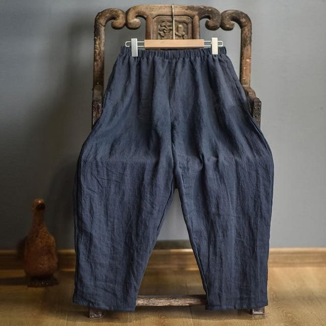  Elastic Waist Linen Trousers | Hippie -  - DYAVOR® 