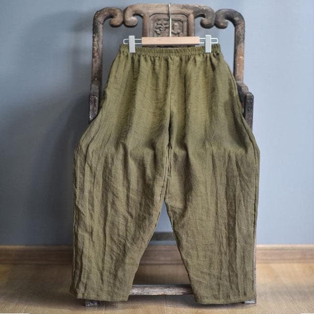  Elastic Waist Linen Trousers | Hippie -  - DYAVOR® 