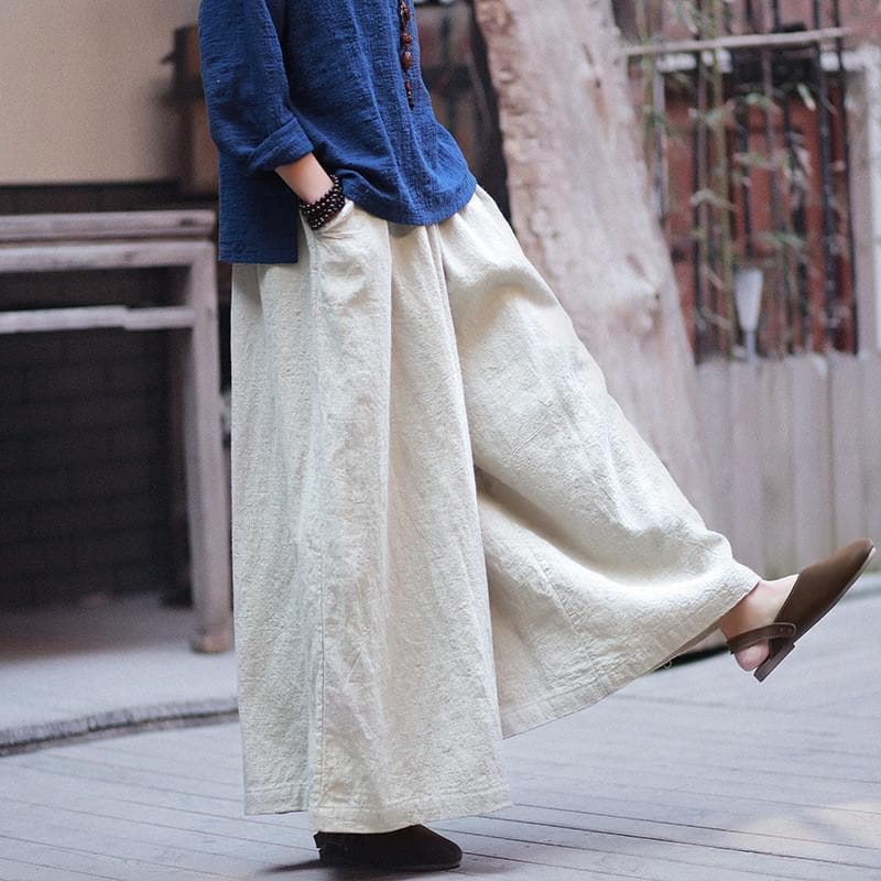  Beige Linen Palazzo Pants  | Zen -  - DYAVOR® 