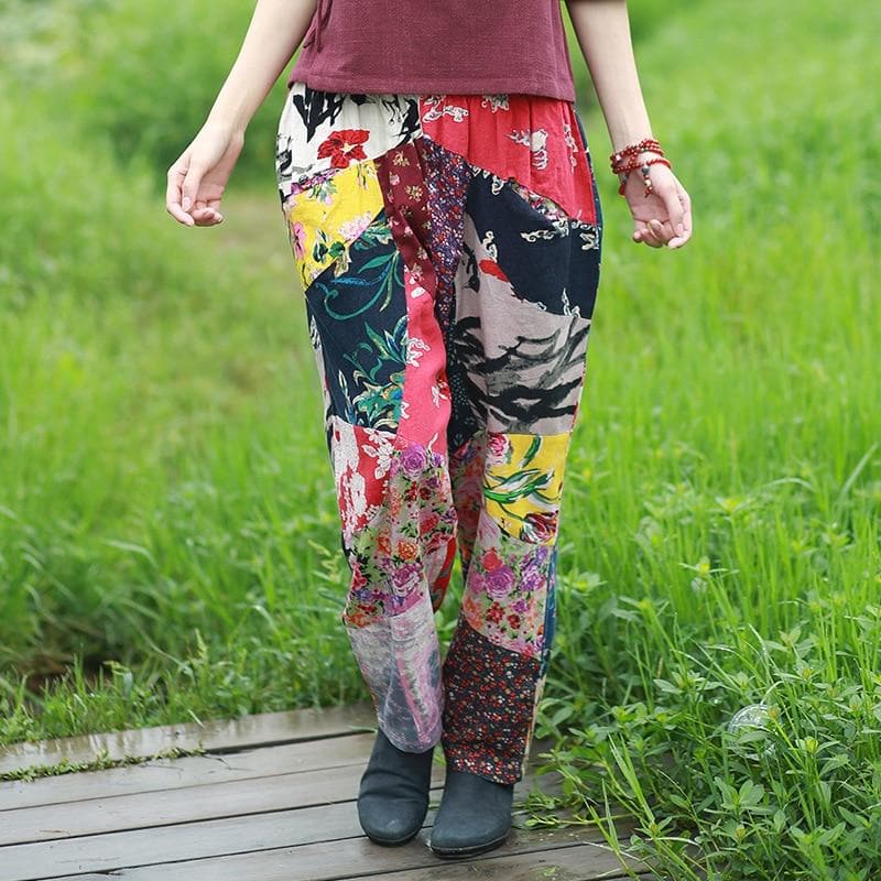  Random Patchwork Floral Hippie Pants -  - DYAVOR® 