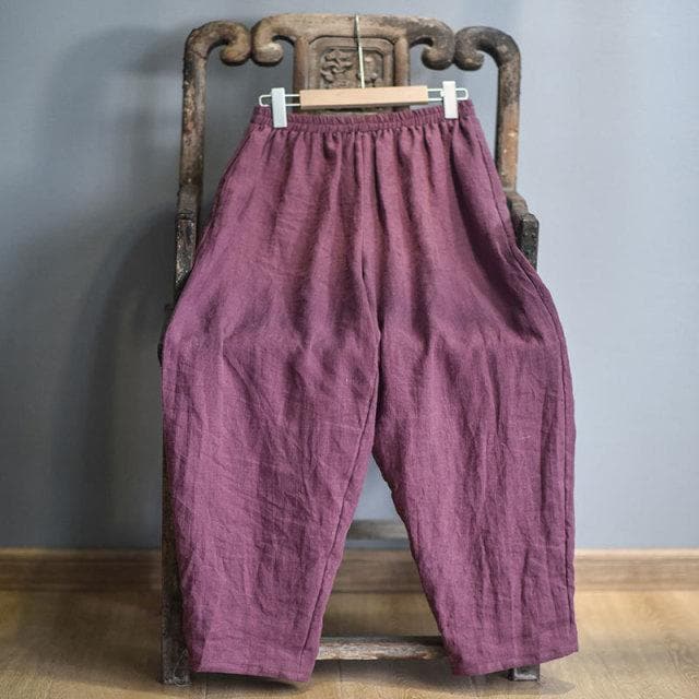  Elastic Waist Linen Trousers | Hippie -  - DYAVOR® 