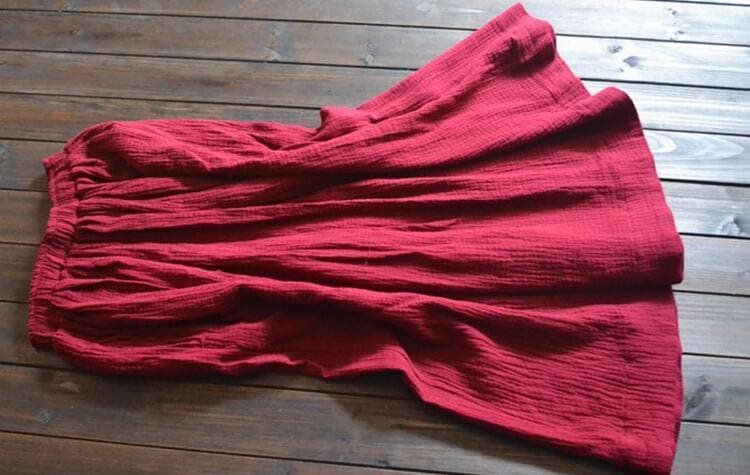  Vintage Cotton Linen Pleated Skirt - Skirts - DYAVOR® 