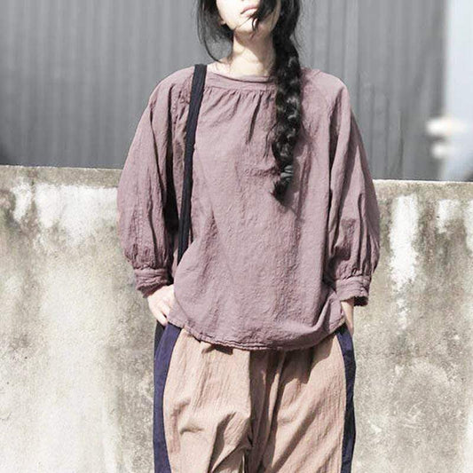  Loose Batwing Sleeve Linen T-Shirt | Lotus - Tops - DYAVOR® 