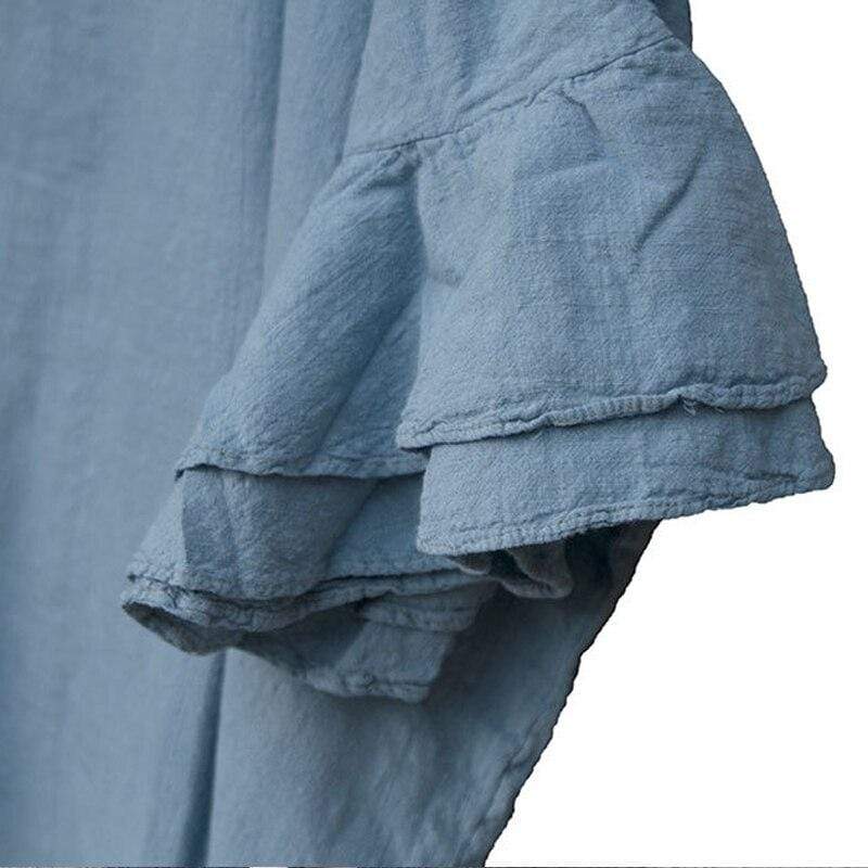 Butterfly Sleeve Cotton Linen Shirt