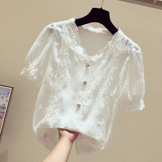  Lace Embroidered Korean T-Shirts -  - DYAVOR® 