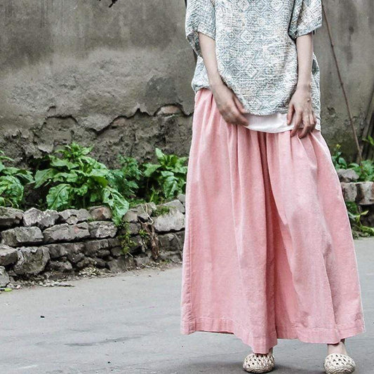  Pink Cotton Linen Palazzo Pants | Lotus -  - DYAVOR® 